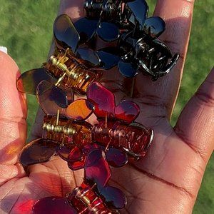 3 Shades of Leopard Print Butterfly 6 Piece Hair Claw Set